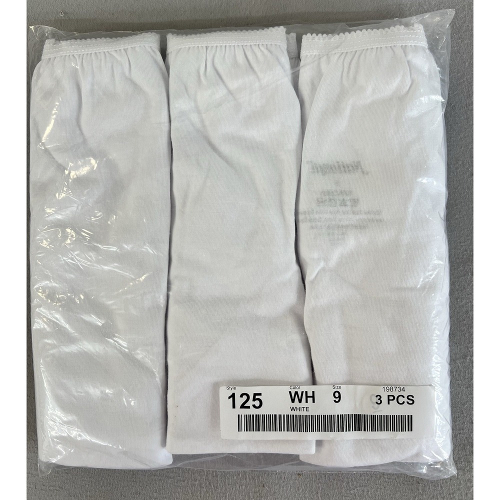 National 3 Pack White Size 9 Full Coverage Cotton Panties Cotton Gusset New